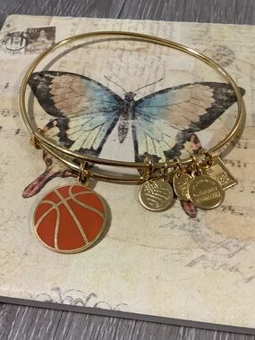 Alex & Ani basketball charm bracelet gold colored